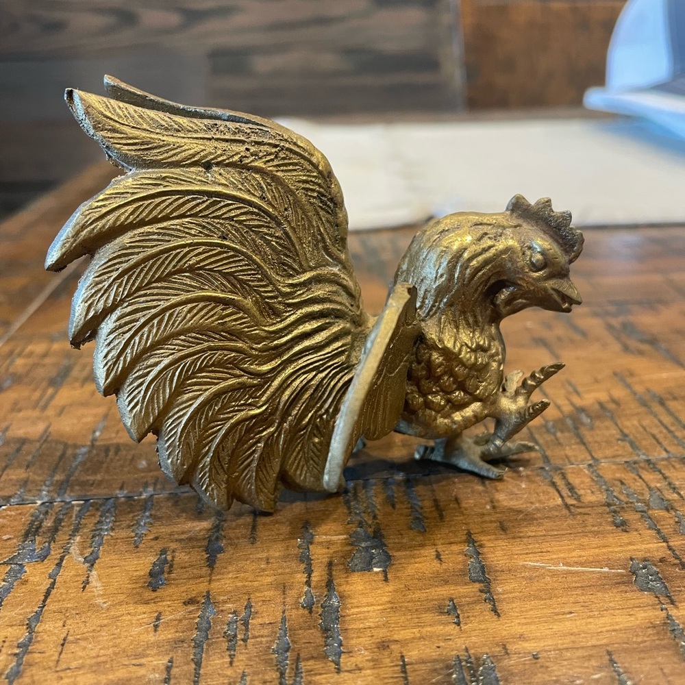 Small brass rooster